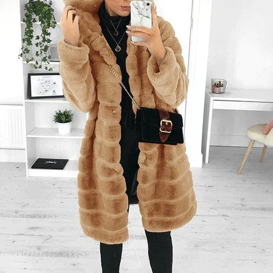 Elena - Thick Plush Faux Mink Fur Coat