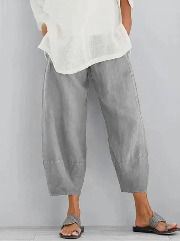 Linen casual trousers for women