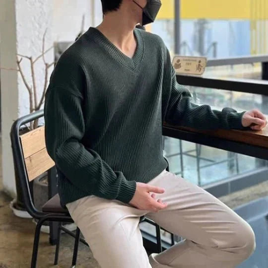 Knitted Men's V-Neck Sweater