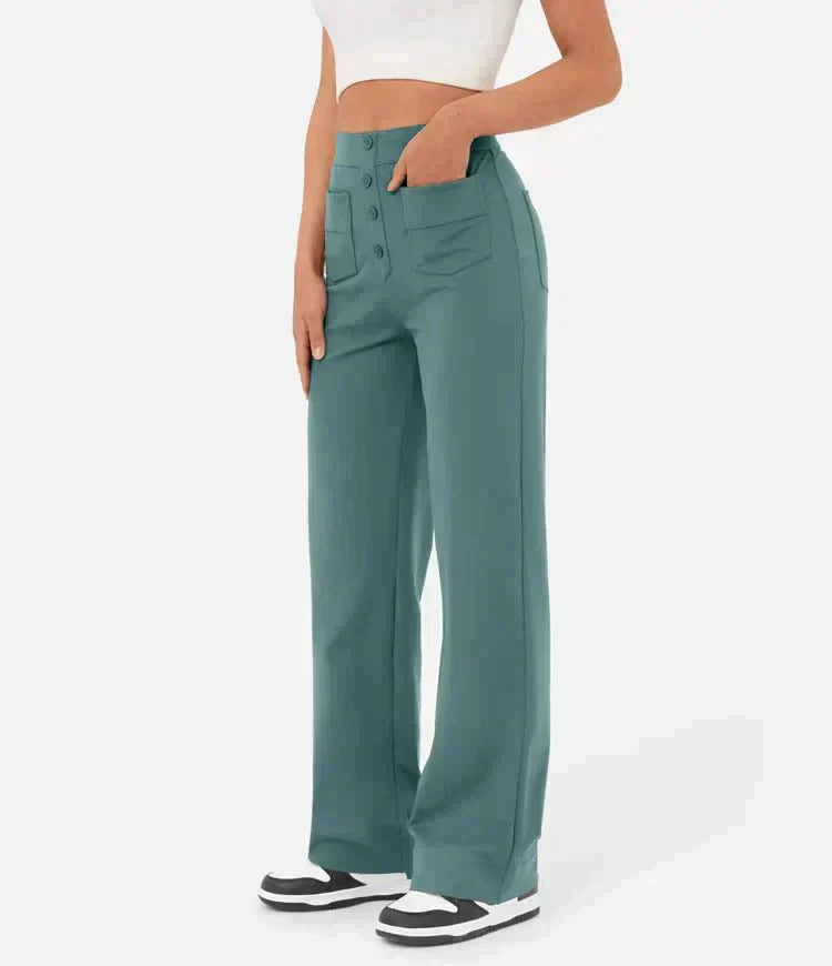 Belezza - elastic casual trousers with a high waist