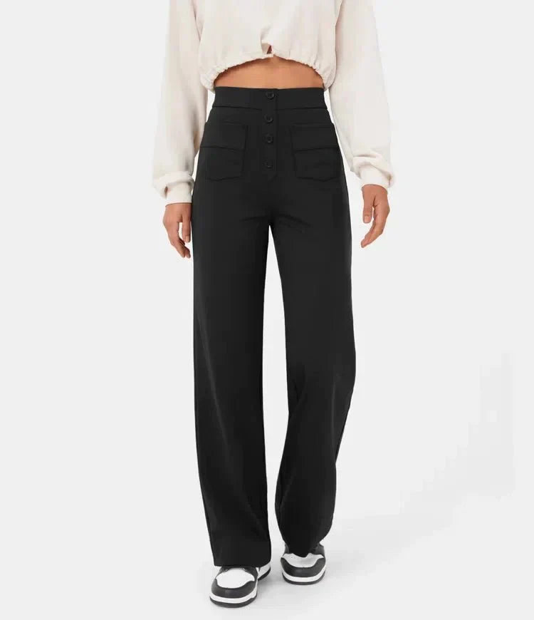 Belezza - elastic casual trousers with a high waist