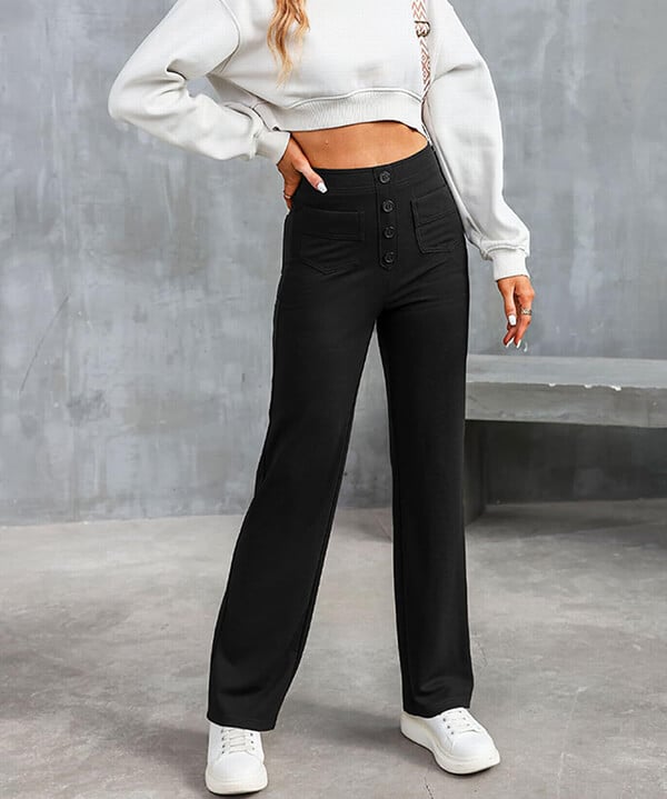 Belezza - elastic casual trousers with a high waist