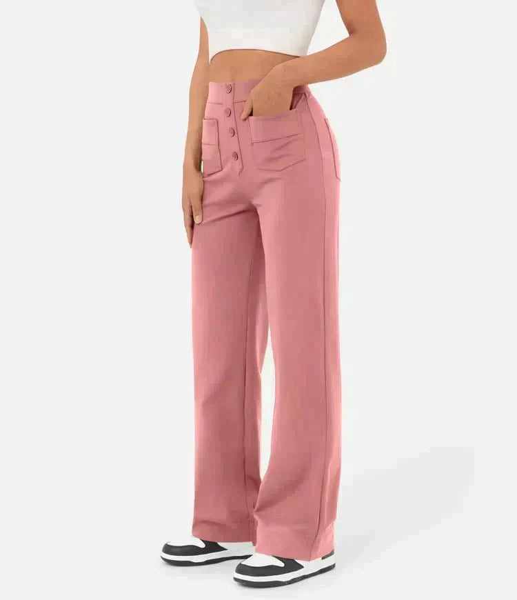 Belezza - elastic casual trousers with a high waist