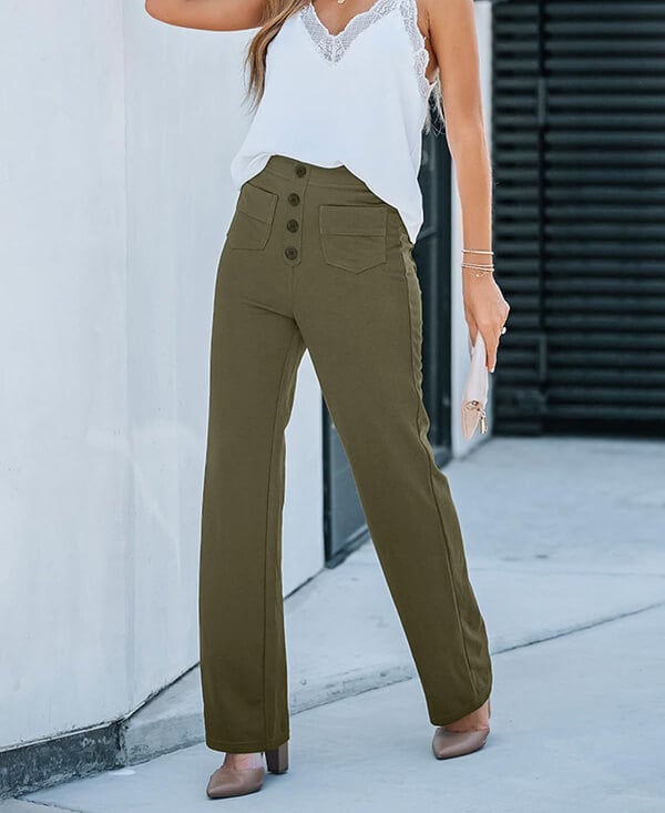 Belezza - elastic casual trousers with a high waist