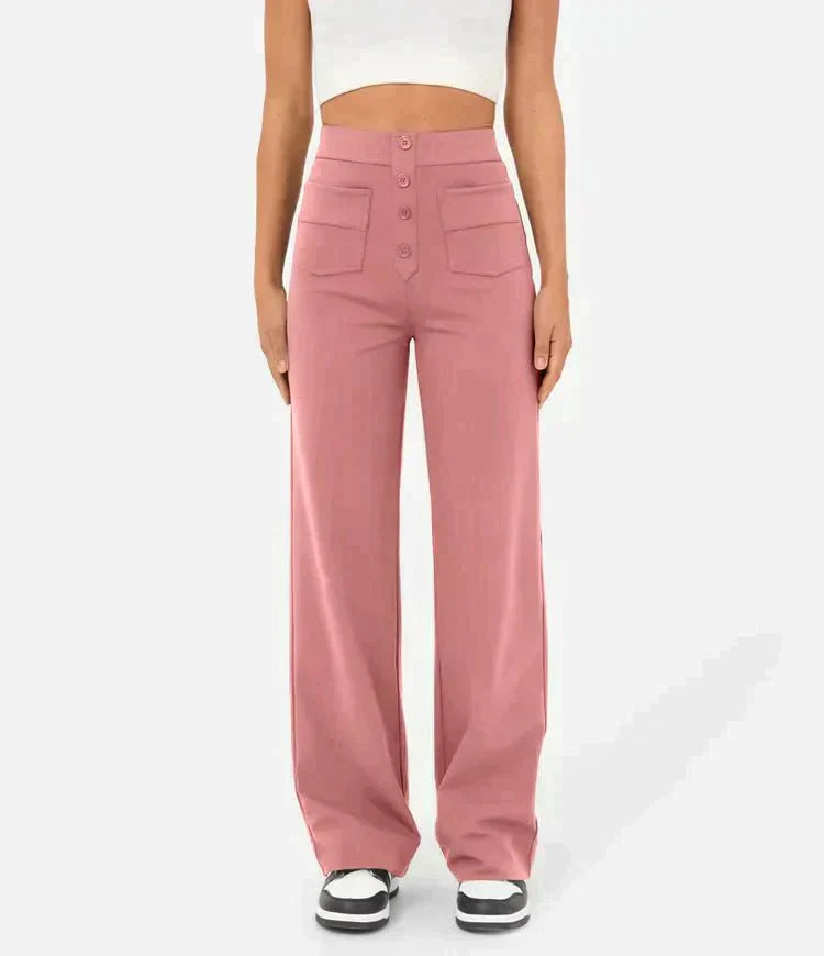 Belezza - elastic casual trousers with a high waist