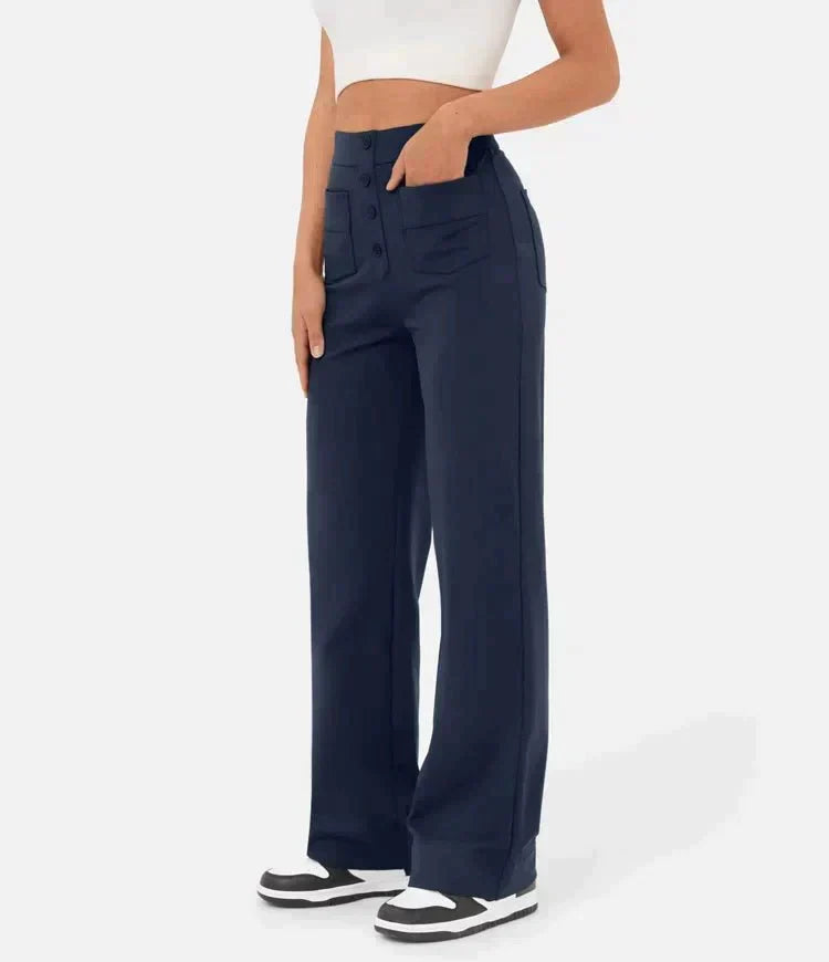 Belezza - elastic casual trousers with a high waist