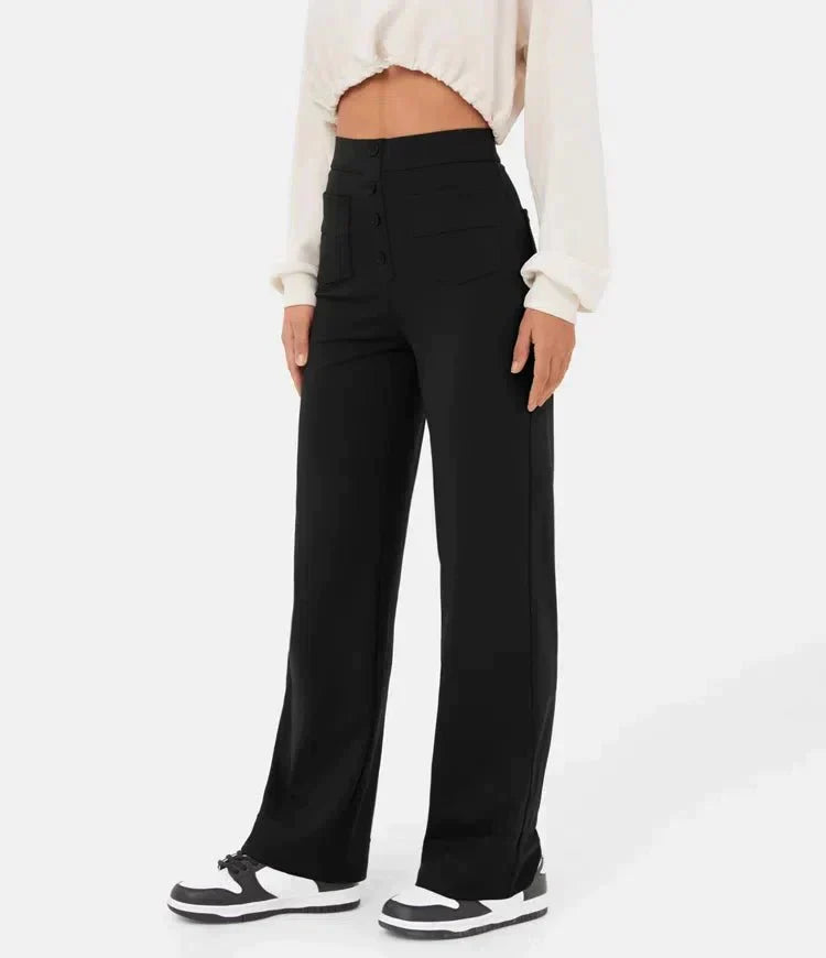 Belezza - elastic casual trousers with a high waist