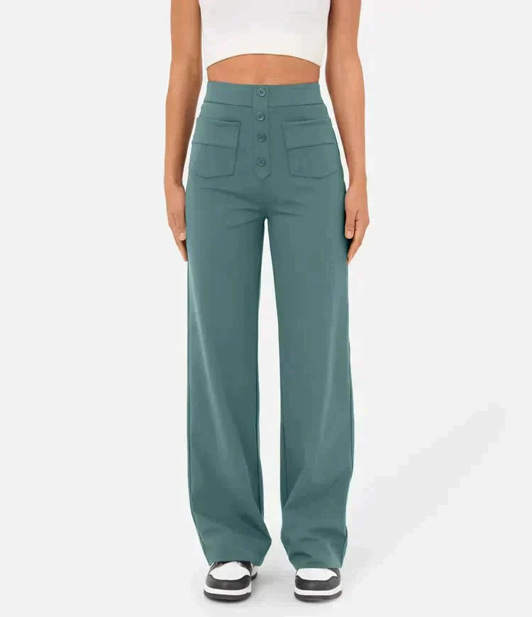 Belezza - elastic casual trousers with a high waist