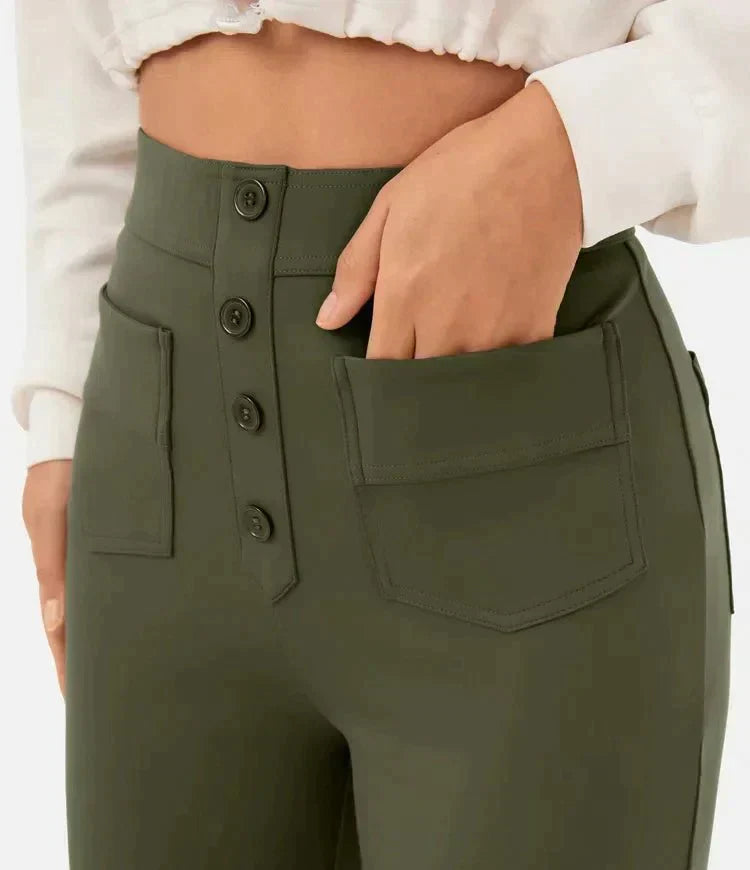 Belezza - elastic casual trousers with a high waist