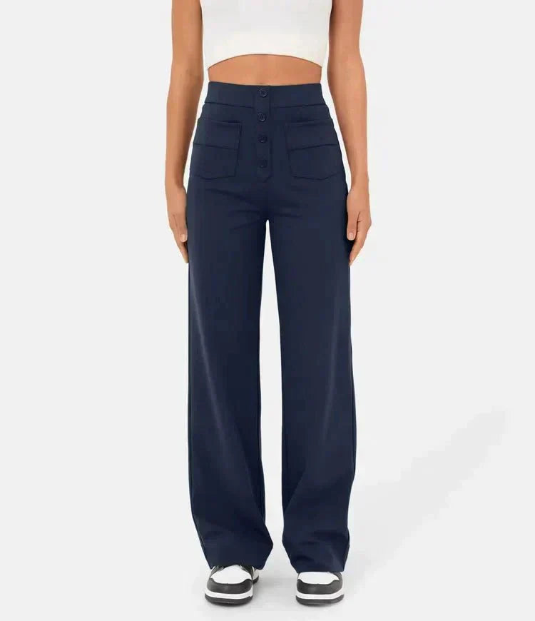 Belezza - elastic casual trousers with a high waist