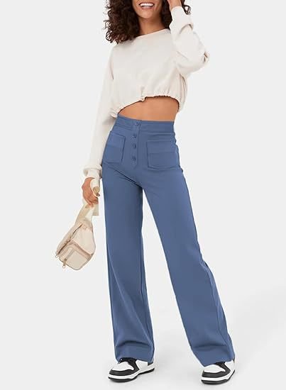 Belezza - elastic casual trousers with a high waist