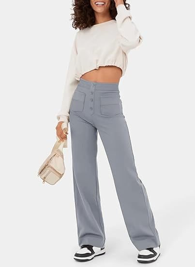 Belezza - elastic casual trousers with a high waist