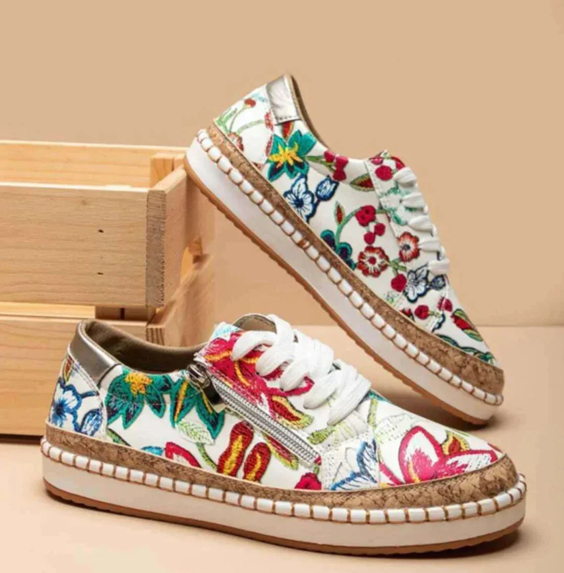 Floral Embroidery - Breathable Slip-on Shoes