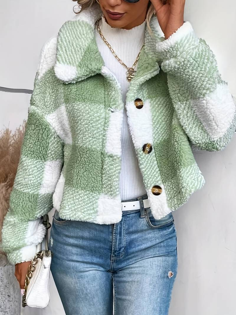 Mathea - Checkered Teddy Coat