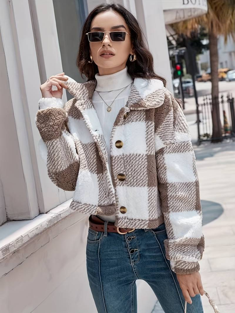 Mathea - Checkered Teddy Coat