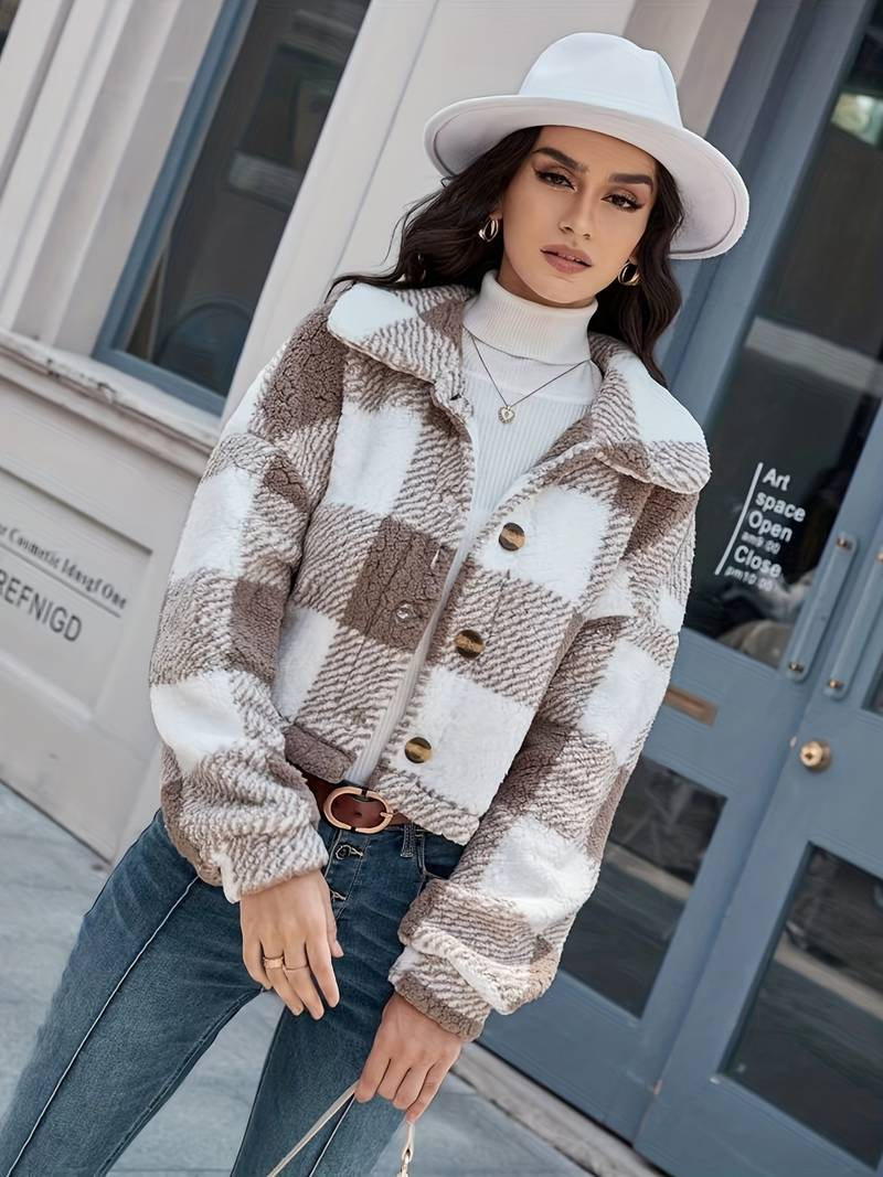 Mathea - Checkered Teddy Coat