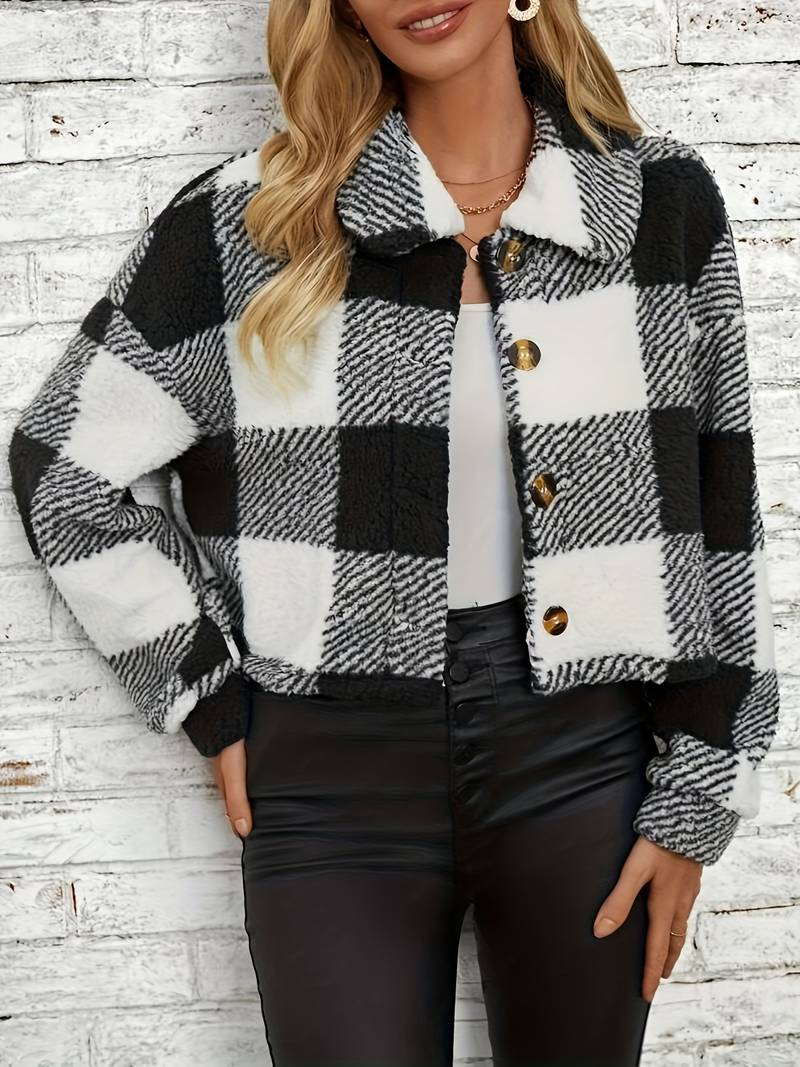 Mathea - Checkered Teddy Coat