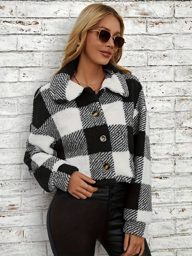 Mathea - Checkered Teddy Coat