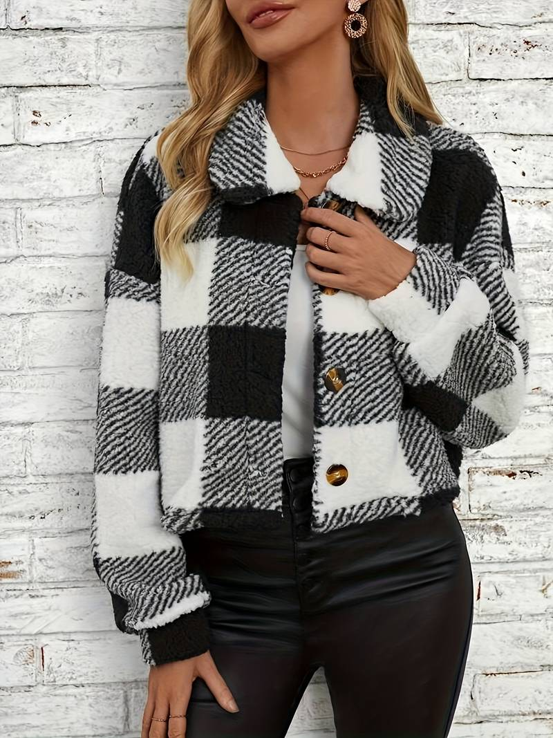 Mathea - Checkered Teddy Coat