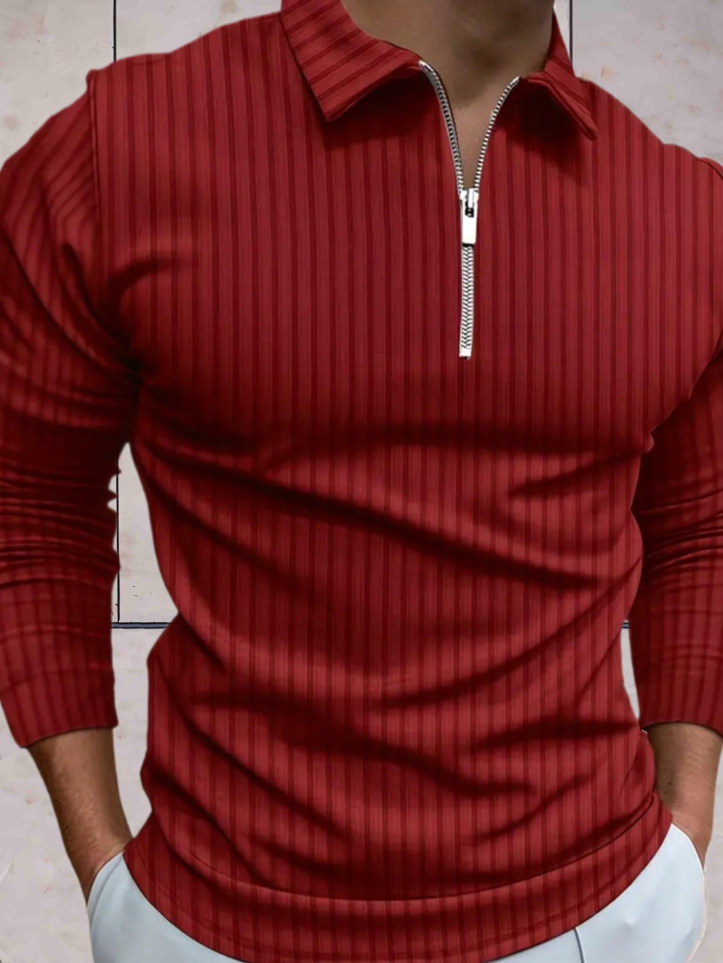 Winter Warm Sweater with Zipper and Collar for Men