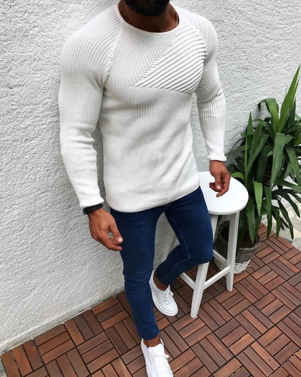 Slim Fit Sweater with Pattern for Men