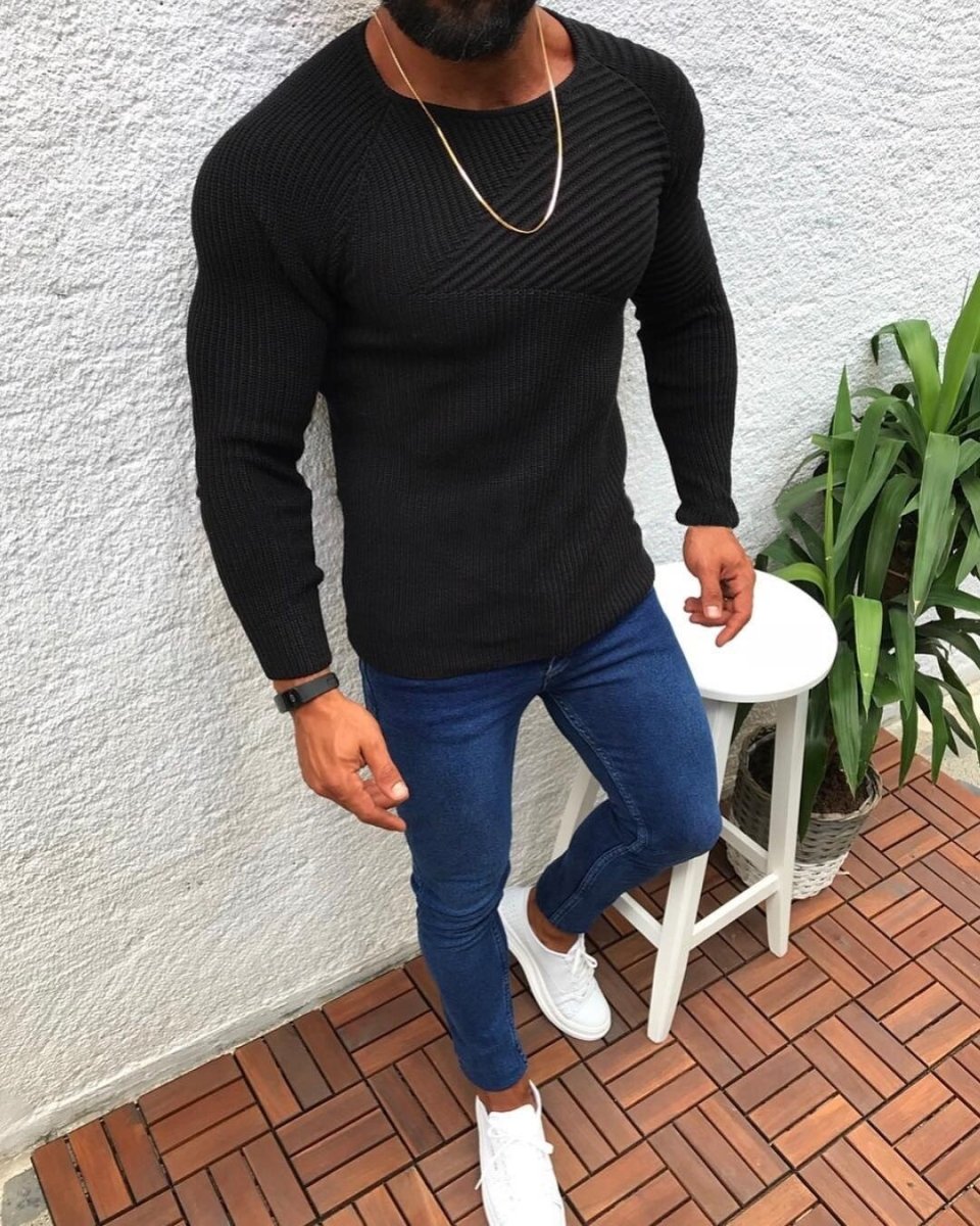 Slim Fit Sweater with Pattern for Men