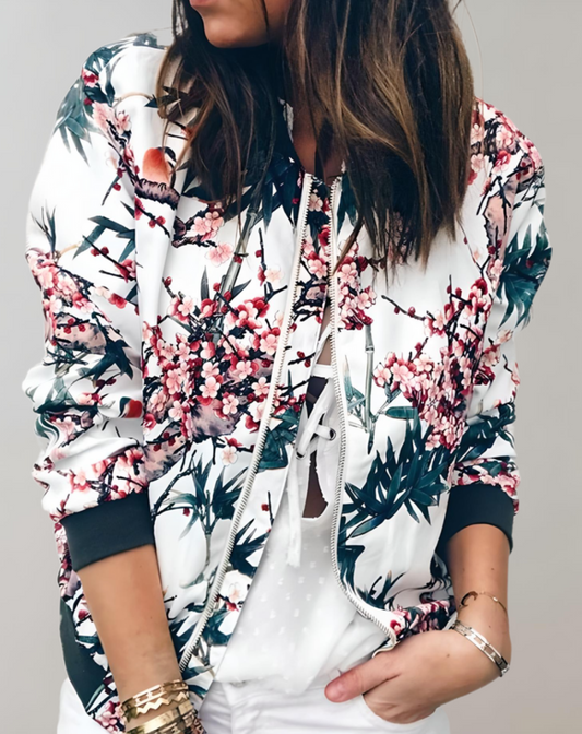 Women's short-sleeved jacket with floral print