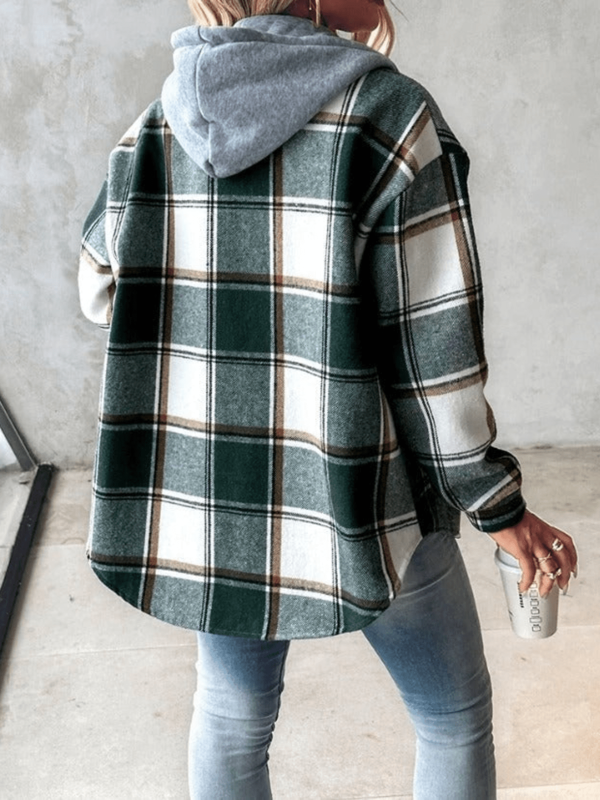 Elisa - casual flannel shirt with hood