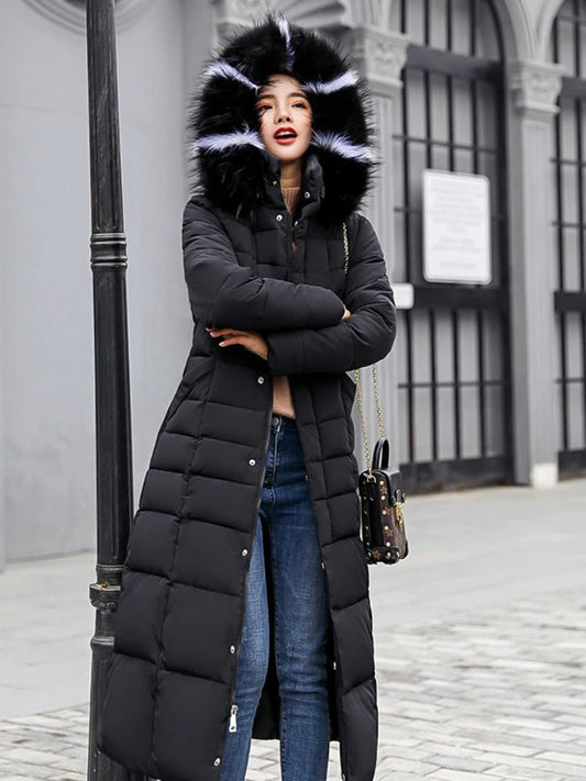 Long Warm Winter Coat with Belt for Women