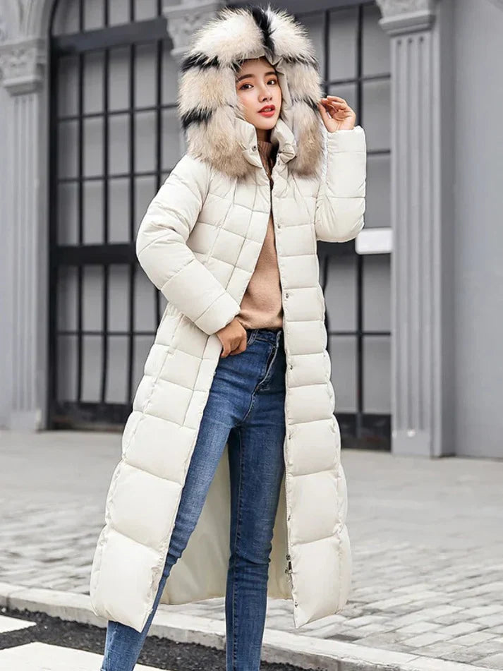 Estella - long warm winter coat with belt for women