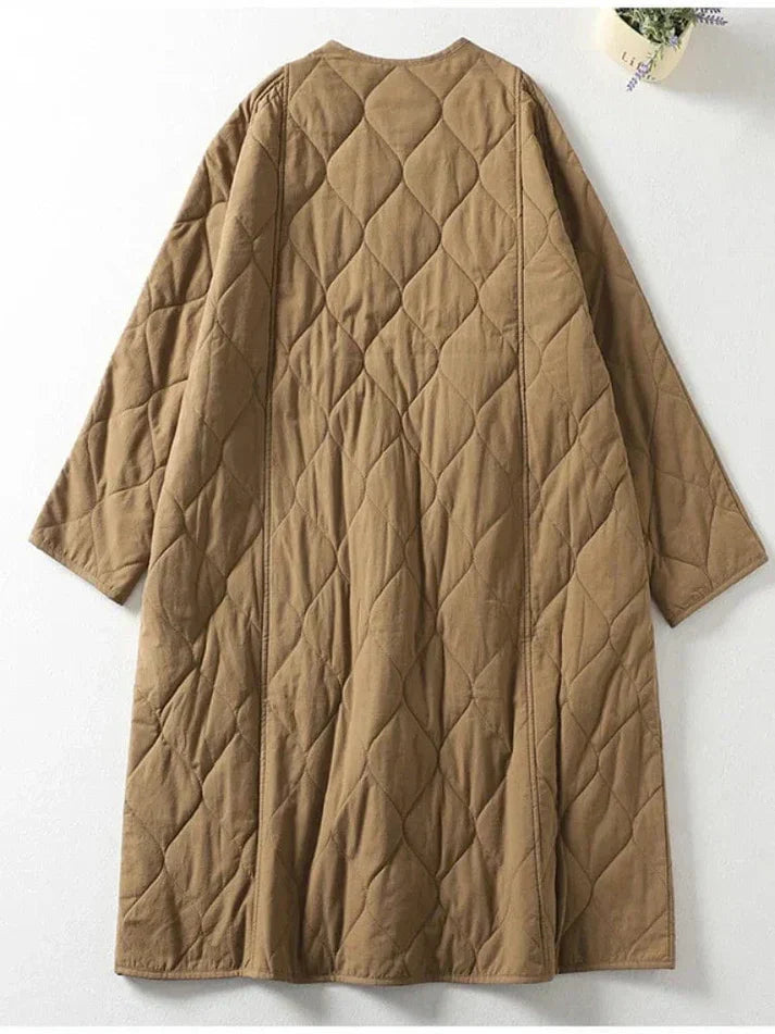 Long quilted jacket without collar - aubrie