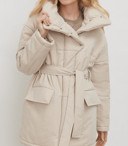 Vintage puffer office jacket with belt - zuzanna
