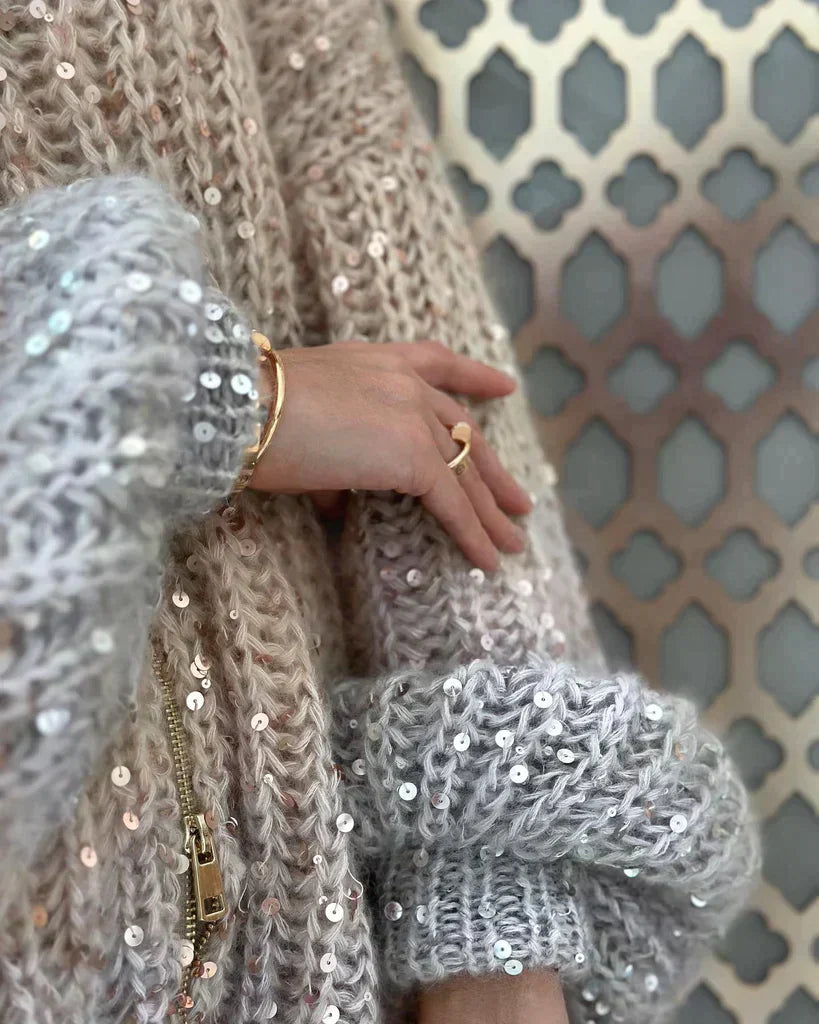 Karlie - Shimmer Knit Cardigan Sweater